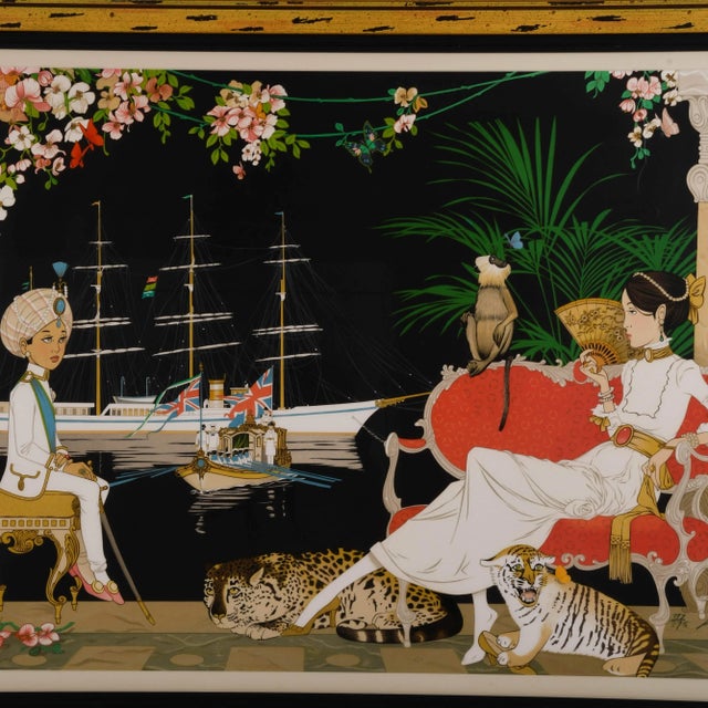 This Framed Signed Philippe Henri Noyer "La Fille Du Maharaja" Limited-Edition (327/375) Lithograph presents a vibrant and...