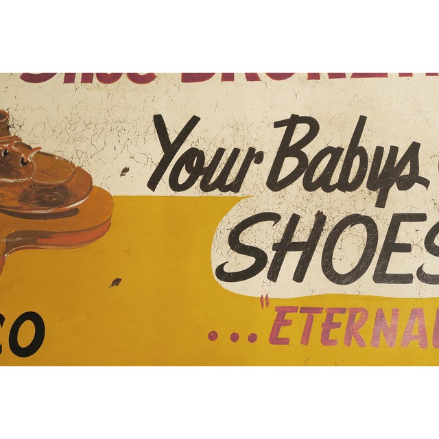 Vintage Double Sided Baby Shoe Bronzing Advertisement Sign For Sale - Image 4 of 6