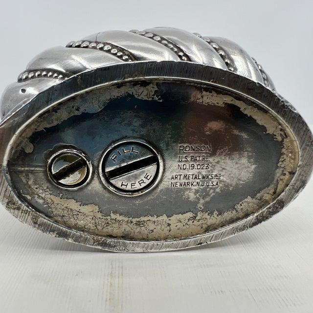 Silver Mid-Century American Silver Plate Art Deco Crown Table Lighter by Ronson For Sale - Image 8 of 12