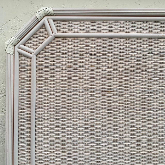 Hollywood Regency Vintage Rattan Twin Headboard With Pencil Reed Trim For Sale - Image 3 of 10
