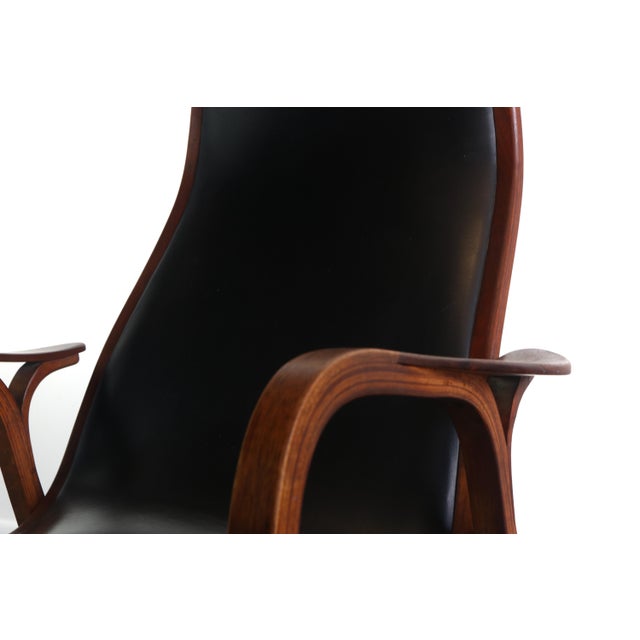 Lamino Chair in Original Black Vinyl Upholstery by Yngve Ekström for Swedese, Sweden For Sale In Orlando - Image 6 of 8