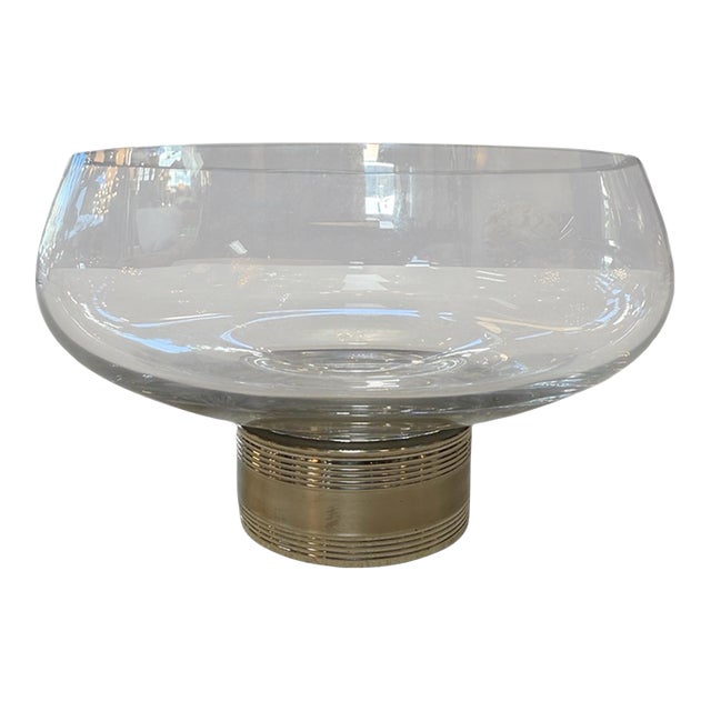 Murano Glass Centerpiece Bowl With Metal Base, Italy, 1970s For Sale