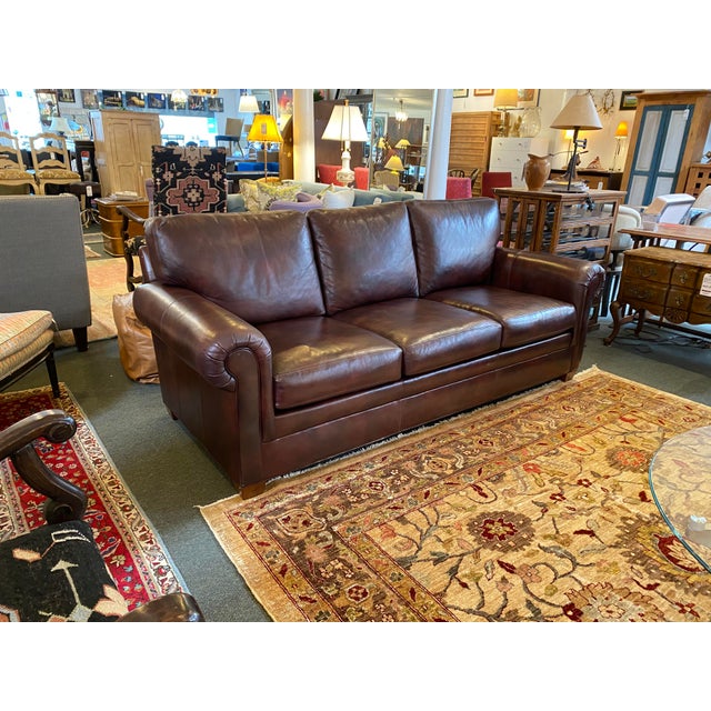 Ethan Allen Connor Omni Brown Leather Sofa Chairish