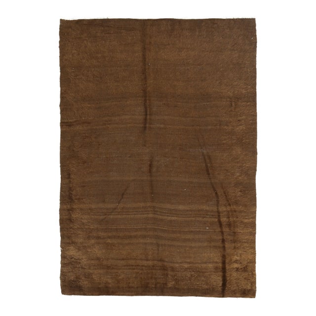 Vintage Turkish Hand-Knotted Wool Cotton Brown Kilim Area Rug For Sale