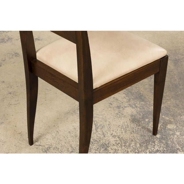 1930s French Art Deco Mahogany Side Chair W/ Cream Leather For Sale - Image 14 of 18