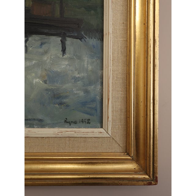Green 1952 Mid-Century Modern 'By the Waterbank' Vintage Swedish Expressive Landscape Oil Painting, Framed For Sale - Image 8 of 14