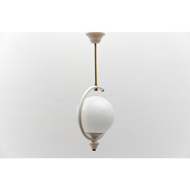 Mid-century modern opaline glass ceiling lamp, 1960s italy the hanging lamp needs 1 x e27 / e26 edison screw fit bulb and...