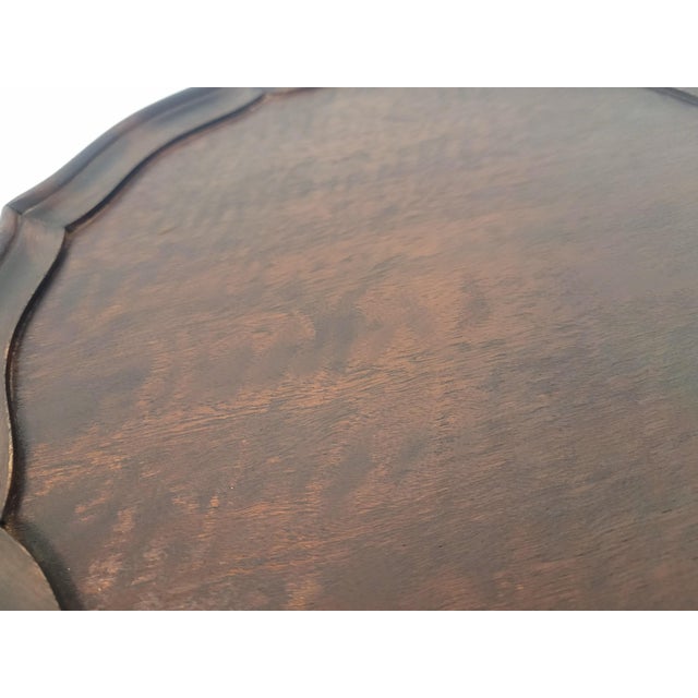 1950s Vintage Wine Tripod Table Piecrust Scalloped Edge English 1950 Postage Available For Sale - Image 5 of 18