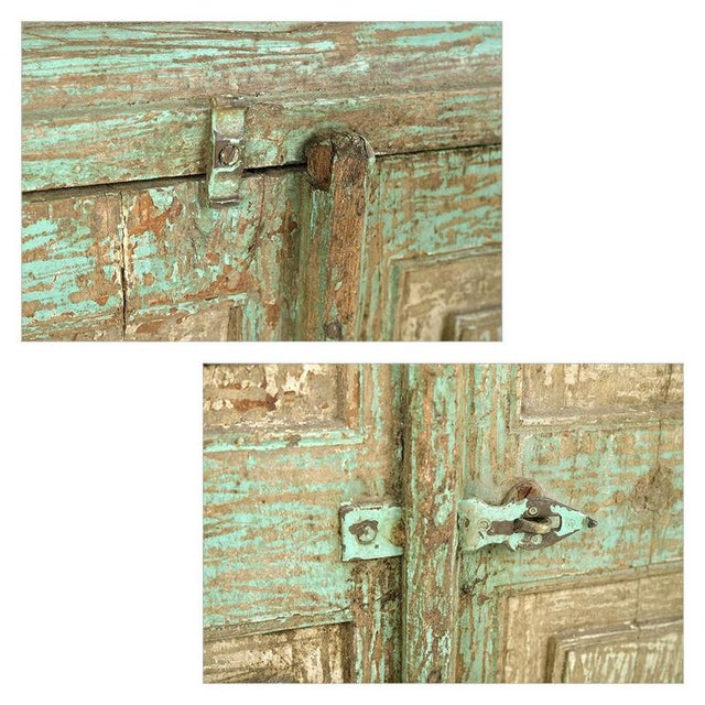 Patinated Wooden Shutters Transformed Into a Mirror For Sale - Image 4 of 7