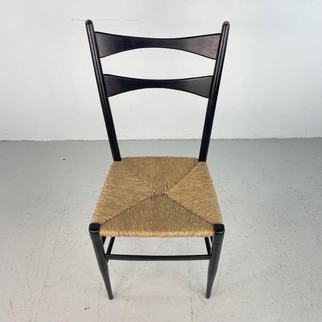 Textile Mid-Century Black Ebonised Rope Chair by Gio Ponti, 1960s For Sale - Image 7 of 9