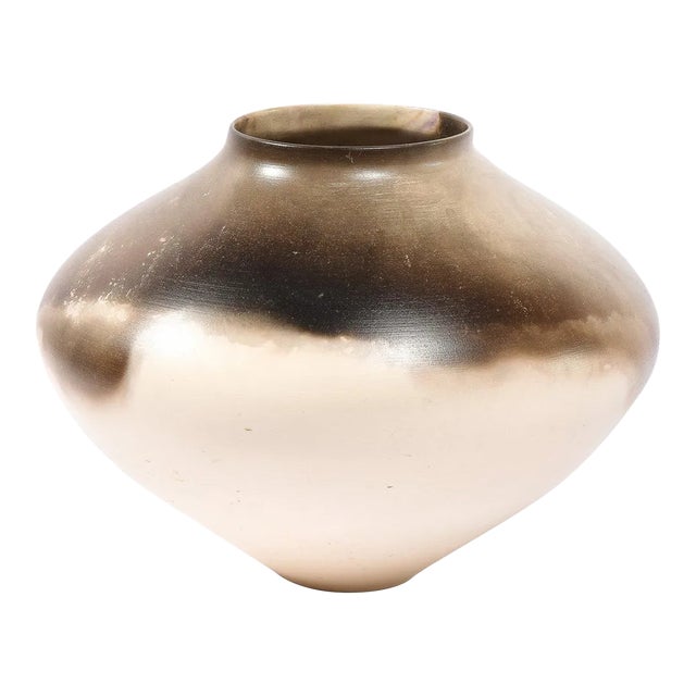 1980s American Modernist Organic Hand Painted Ceramic in Variegated Java Hues For Sale