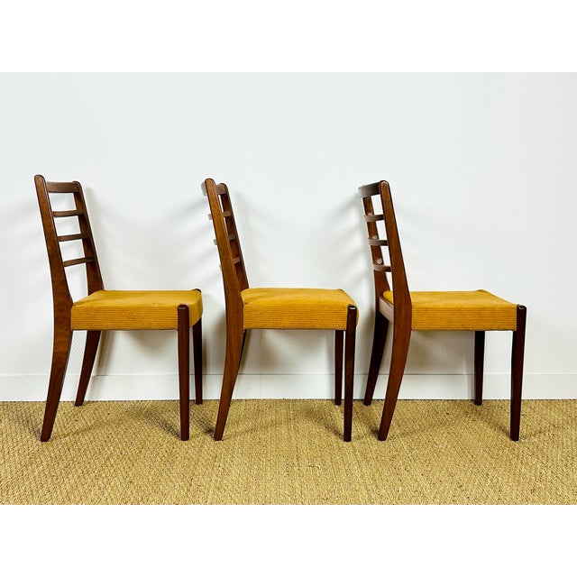 Scandinavian Teak and Corduroy Dining Chairs, 1960, Set of 3 For Sale - Image 6 of 18