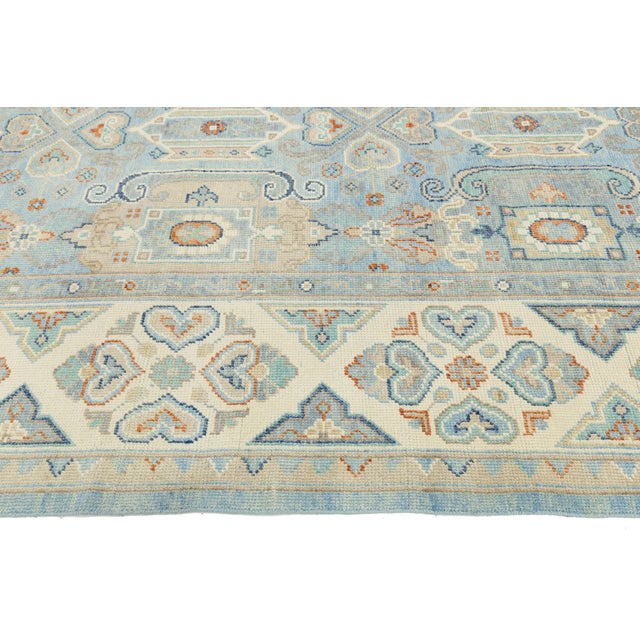 2020s Contemporary Hand-Knotted Wool Oushak Style Area Rug in Sky Blue and Ivory For Sale - Image 5 of 12