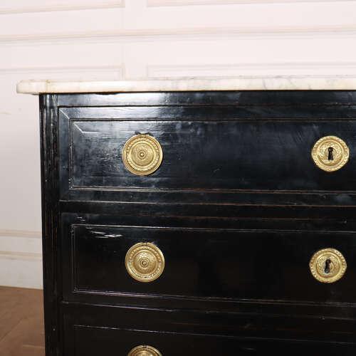 French Ebonized Commode with Marble For Sale - Image 3 of 10