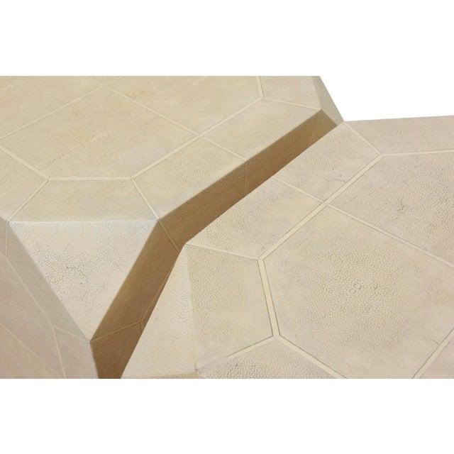 Ron Seff Vintage Ron Seff Shagreen and Bone Dice Side or End Tables Pair of Restored For Sale - Image 4 of 13