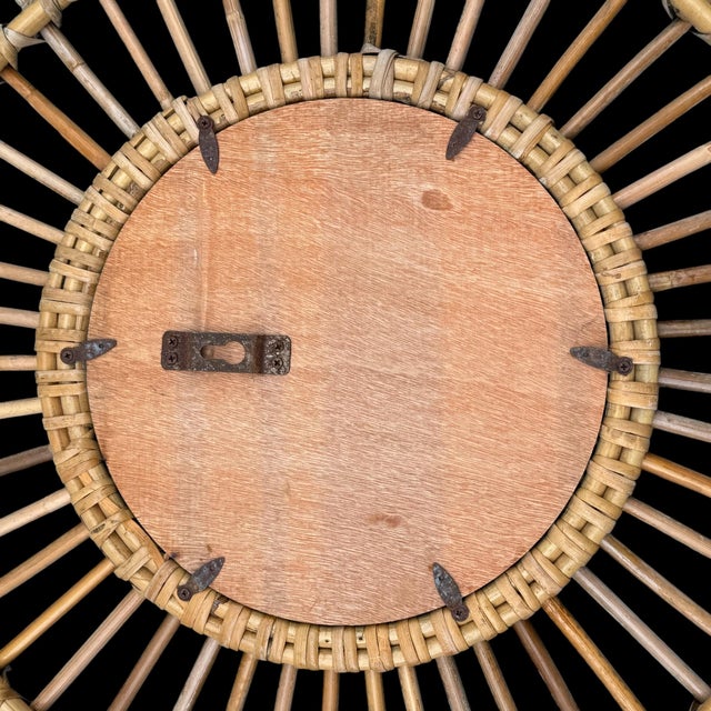 Large Rattan Mirror, France, 1960s For Sale - Image 4 of 6