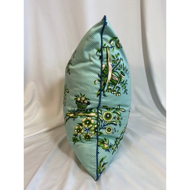 Blue & Green Chinoiserie Pillow With Navy MicroWelt Chairish