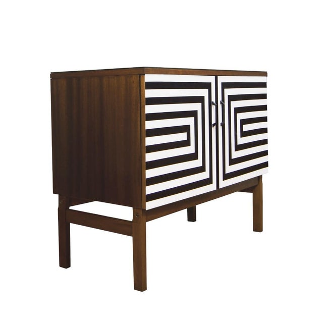 Vintage Polish Sideboard with Op Art Motif, 1970s For Sale - Image 4 of 8