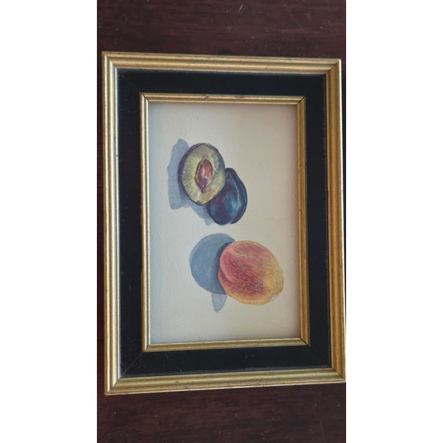 Vintage Fruit Still-Life Art in Black and Gold Wood Frames — A Pair For Sale - Image 11 of 18