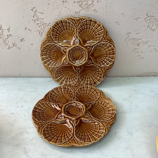 1950 Sarreguemines Majolica Oyster Plate For Sale In Austin - Image 6 of 11