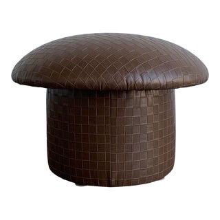 Sherpa Mushroom Vinyl Leatherette Footstool For Sale