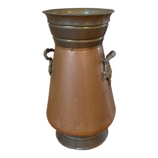 Antique Copper and Brass Umbrella Stand For Sale