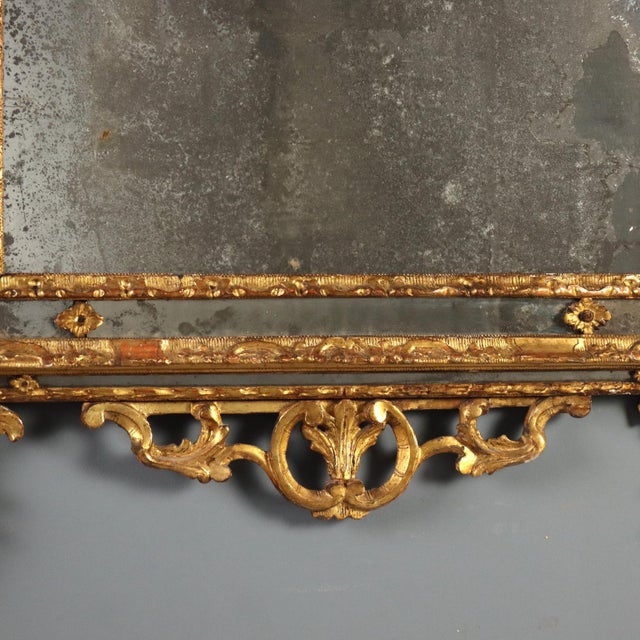 Wood 18th Century Carved and Gilded Linden Wood Mirror, Piedmont For Sale - Image 7 of 13