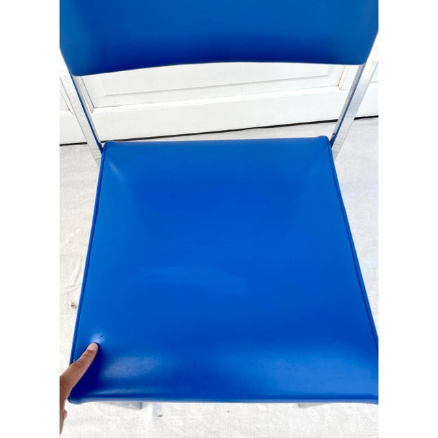 Vintage Bright Blue and Steel Modern Side Chair For Sale - Image 10 of 13