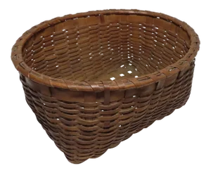 Big Antique American Finely Hand Woven Ash Splint Basket With Great Aged Patina
