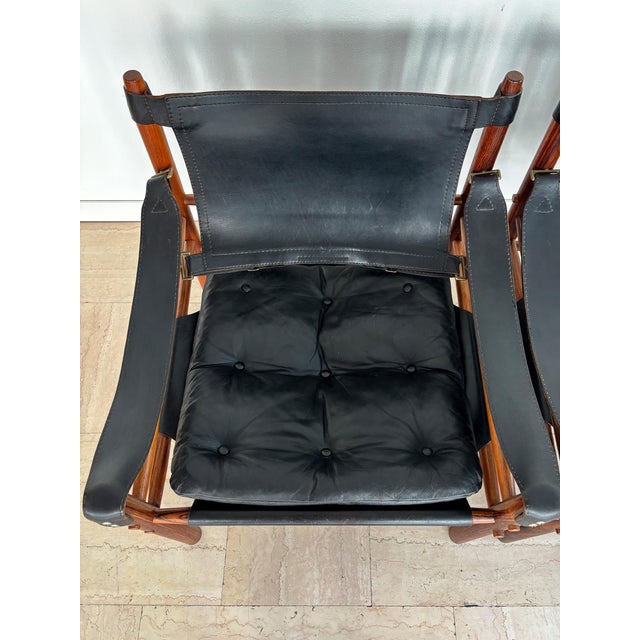 Scandinavian Armchairs in Black Leather and Wood by Arne Norell, Sweden, 1960s, Set of 2 For Sale - Image 6 of 18