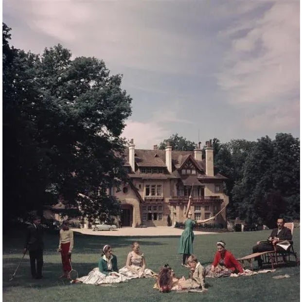 French Stately Home 1956 The Comte de Paris, pretender to the French throne, with his wife the Comtesse and their children...