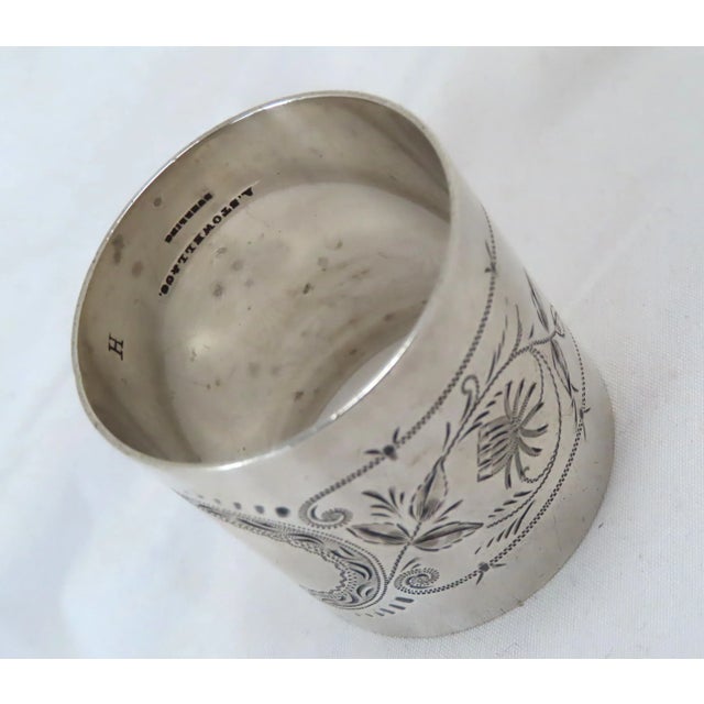 Metal Large Beautifully Hand Engraved Antique American Victorian Sterling Silver Napkin Ring For Sale - Image 7 of 13
