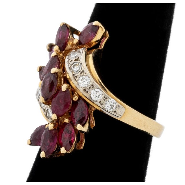 14k Two-Tone Gold, Ruby and Diamond Ring For Sale - Image 9 of 10