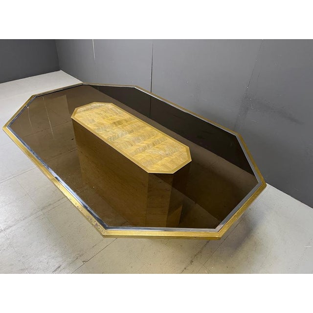 Vintage Etched Brass Art Table with Glass by Roger Vanhevel, 1970 For Sale - Image 9 of 12