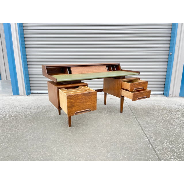 Brown 1950s Drexel "Perspective" Floating Top Desk by Milo Baughman For Sale - Image 8 of 13