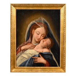 Follower of Giovan Battista Salvi Detto Il Sassoferrato, Madonna and Child, 1750, Oil on Canvas For Sale