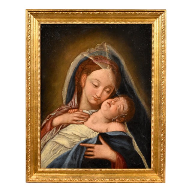 Follower of Giovan Battista Salvi Detto Il Sassoferrato, Madonna and Child, 1750, Oil on Canvas For Sale