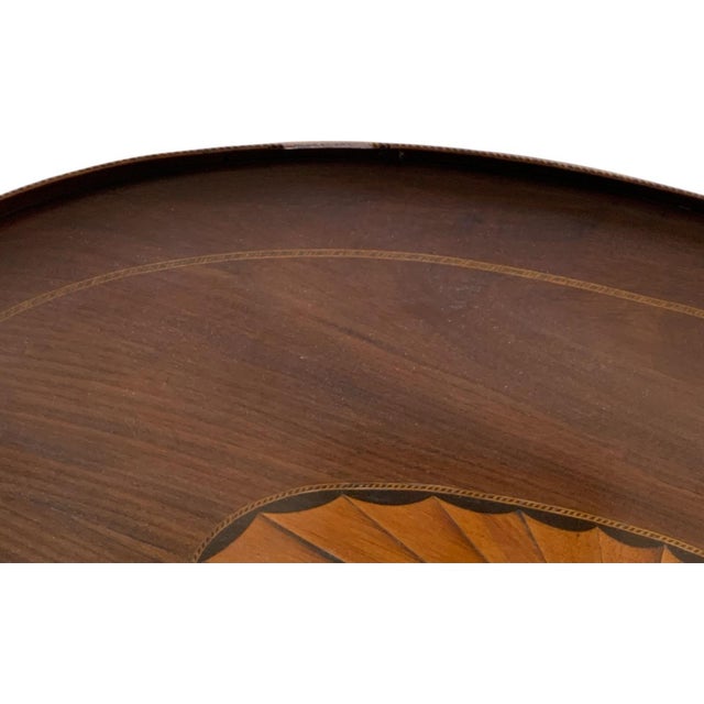 1900 - 1909 Antique English Edwardian Mahogany & Satinwood Marquetry Oval Occasional Table England C. 1900 For Sale - Image 5 of 11