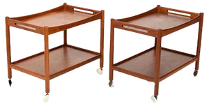 Model AT-45 Teak Trolleys by Hans J. Wegner for Andreas Tuck, 1960s, Set of 2
