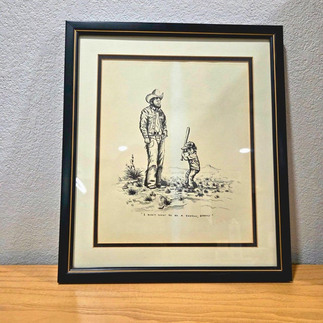 1970s Vintage 1977 Bill Rains Western Print – “I Don’t Want to Be a Cowboy, Daddy” For Sale - Image 5 of 14