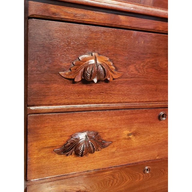 Brown Late 19th Century Antique Renaissance Revival Walnut Dresser With Mirror For Sale - Image 8 of 9