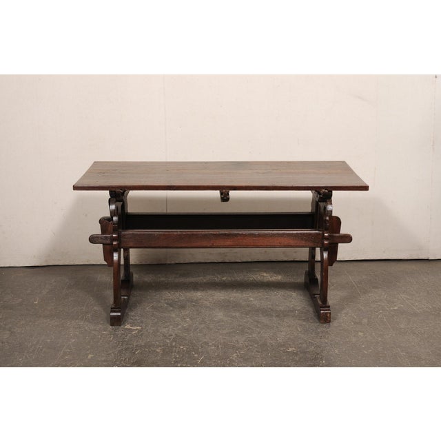 Brown Early 19th C. Oak Trestle Table, France For Sale - Image 8 of 12