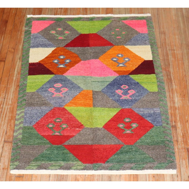 a one of a kind 3rd quarter of the 20th century dazzling one one af a kind turkish tulu scatter throw square rug