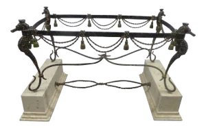 Wrought Iron Seahorse & Starfish Console Table Base on Terrazzo Plinths