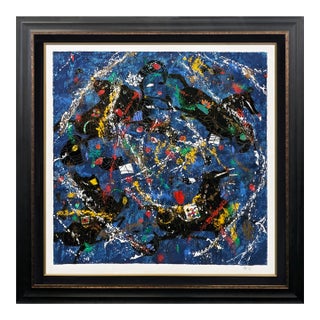 Jiang Tiefeng, Line Symphony (Custom Framed Large Hand Signed Serigraph), 1989 For Sale