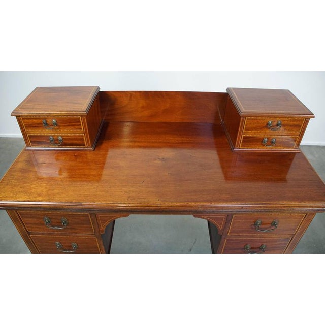 English Empire Intarsia Inlaid Wood Desk, Late 19th Century For Sale - Image 6 of 12