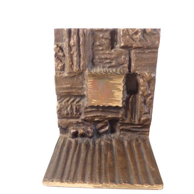 Mid-Century Modern Vintage Brutalist Bronze Bookends, 1960s, Set of 2 For Sale - Image 3 of 8