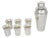 Art Deco Silver Plate Cocktail Shaker and Six Barware Glasses - 7 PCS For Sale