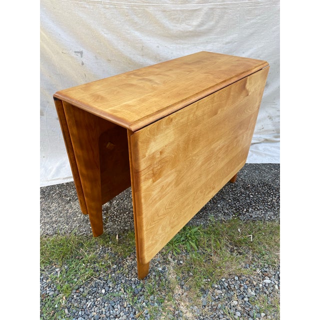 Mid 20th Century Attributed Heywood-Wakefield M166 Drop Leaf Dining Table — Mid-Century Modern Solid Maple, Sculpted Legs For Sale In Seattle - Image 6 of 11