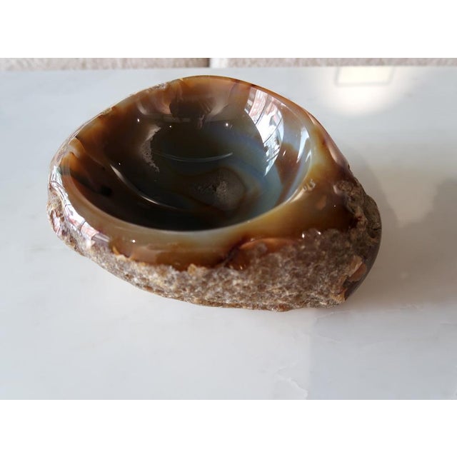 A bowls made of thoroughly processed agate. Beautiful piece of stone